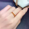 Klusterringar Veainy Natural Citrine Single Row Ring S925 Sterling Silver Engagement Birthstone Ge Woman Gift med certifikat