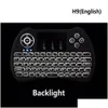 Tangentbord H9 Backlight Keyboard 2.4 GHz Trådlös Toucad Remore Control HandHeld för smart TV -låda Laptop Drop Delivery Computers Network Otumd