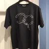 고급 버전 여성 티셔츠 프랑스 트렌디 의류 2 C 편지 그래픽 프린트 커플 패션면 바운드 목 4xl 짧은 슬리브 탑 티 AAAAA