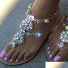 Bröllopsskor 2022 Fashion Luxury Rhinestone Crystal Summer Beach Kvinnor Sandaler Designer Flops för tofflor Bride359632240e Drop Del DHGL8