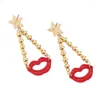 Boucles d'oreilles pendantes en émail rouge pour femmes, marque de mode, accessoires pentagramme uniques