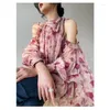 Sukienki swobodne kobiety odzież 2024 Modna wiosenna letnia styl francuski kwiatowy Słodka Latarnia niszowa bajkowa sukienka kwiatowa