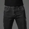 Fall Mens bawełniane rozciąganie szczupłe dżinsy proste bzdury dżinsowe spodnie vintage niebieskie marki spodnie czarne 240227