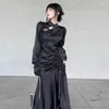 Roupas étnicas Sexy Preto Cheongsam Mulheres Longas Vestidos Chineses Y2K Alta Dividir Qipao Chines Estilo Lady Dark Bandage Dress Roupas