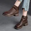 Boots Johnature Genuine Leather Hollow-out Spring 2024 Retro Round Toe Breathable Sandals Versatile Women's Shoes