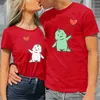 Damen-T-Shirts, lockeres Training, für Damen, Valentinstag, Cartoon, kurzärmelig, für Männer und glockenförmiges Oberteil, langärmelige Spitzenoberteile für