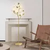 Golvlampor Luxury Tree Stand Lamp för vardagsrum Led Ginkgo Leaf Light Bedside Lighting Home Warm Decorative Scandi Art Study