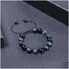 Charm Armbanden 10Mm Natuursteen Handgemaakte Touw Gevlochten Verstelbare Bangle Voor Vrouwen Mannen Kralen Sieraden Drop Delivery Dhdft