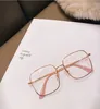 Solglasögon metallram Fashion Plain Glasses Gold Silver Rose Black Glitter Anti-Blue Light Reading Women's