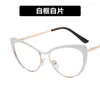 Sonnenbrille Ankunft Stahl Leder Dreieck Cat Eye Metall Brillengestell Anti Blaulicht Brille Computerbrille Myopie