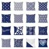 Coussin décoratif oreiller bleu marine housse de coussin 45 45 cm polyester géométrique oreillers décoratifs décoration de la maison jeter taie d'oreiller266f