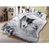 Loup Couple ensembles de literie Cool gris amoureux loup housse de couette ensemble 3D vif housse de couette 3 pièces double complet reine roi Y200417284Y