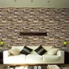 Bakgrunder 3D dekorativa väggdekaler Brick Stone Rustic Self-Hehesive Sticker Home Decor Wallpaper Roll For Bedroom Kitchen215L