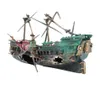 1PC 24 12cm Large Aquarium Decoration Boat Plactic Aquarium Ship Air Split Shipwreck Fish Tank Decoration Wreck Sunk203v