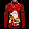Hawaiian Christmas Theme Santa Claus Tree Shirt For Men Casual Vintage Tops 3D Printed Flower Long Sleeve Clothing Holidays Y2K 240307