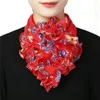 Scarves 2024 Versatile Women's Scarf Fashion Flower Neck Luxury Print Contrast Wood Ear Edge