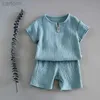 Kleidungssets 2 Stück Jungen Mädchen Kleidungssets Sommer Baby Mädchen Kleidung Baumwolle und Leinen Retro Kinder Kinder Kleidung Anzüge ldd240311