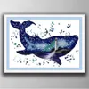 Le monde des baleines, outils artisanaux de point de croix faits à la main, ensembles de broderie, impression comptée sur toile DMC 14CT 11CT190n