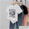 Damen T-Shirt T-Shirts Mode 2024 Frauen Tops Irregarity Frühling Sommer T-Shirt Weibliche Druckkleidung Y Crop Top Kleidung Casual Blou Othbx