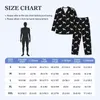 Vêtements de nuit pour hommes White Dog Print Pyjama Set Pinscher Silhouette Chaud Homme Manches Longues Casual Home 2 Pièces Costume Grande Taille XL 2XL