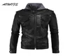 Ganze AOWOFS Kapuzen-Lederjacken für Herren, Safari-Mäntel, schwarze Moto-Lederjacken mit Kapuze, Hip-Hop-Mode für Herren, Lederjacke 8453495