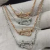 Designer Armband Fredjewelry Fei Family Horseshoe Buckle Full Diamond Necklace With V Gold Thicked Plating 18K Gold Lock Bone Chain Light Luxury and Fashionable