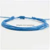 Pulseras de encanto Cuerda hecha a mano trenzada Color sólido Mtilayer Natación para mujeres Hombres Amante Joyería ajustable Entrega de gota DHWPK