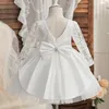 Baby Christmas Dress for Girls Toddler Kids spets födelsedagskläder Little Girl Princess Wedding Party Gown för 0-2 år Vestidos 240226