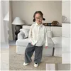 Broeken Kinderkleding 2024 Lente Koreaanse Stijl Polka Dot Jeans Jongens En Meisjes Casual Gedrukt Rechte Pijpen Modieuze Denim Broek Otf0Z