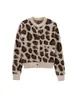 Frauen Pelz Vintage Leopard Druck Damen Gestrickte Pelzigen Lose Strickjacken Weibliche 2024 Herbst Winter Mode Tier Elastische Pullover