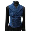 Mens Double Breasted Gothic Steampunk Velvet Vest Men Stage Cosplay Prom Costume 240229