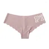 Women's Panties Letters Women Underwear Seamless Silk Briefs Low Waist Female Sport Intimates Soft Lingerie Underpants