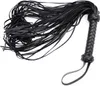 Bondage Spanking Flogger, 25-Zoll-Peitschen aus Kunstleder für Erwachsene, Schwarz