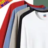 Tshirts 남자 긴 슬리브 솔리드 100면 100면 기본 상단 Tshirts 남성 슬림 티 셔츠 플러스 크기 풀오버 스웨트 셔츠 240308