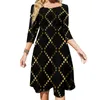 Casual Dresses Gold Dot Dress Summer Cross Dots Print Festival Womens Three Quarter Aesthetic Design Big Size