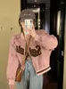 Giacche da donna Houzhou Bomber ritagliato Donne hippie Giacca da baseball di moda coreana harajuku Lettere vintage Stampa cappotto con zip kpop femmina kpop