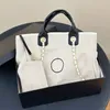 Fashion canvas bag white leather handle designer bag