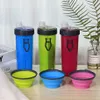 2 in 1 Pet Travel Drink Water Bottle Foldable Dog Feed Bowl Cup Travel Outdoor Food Water Drinking Dispenser Cat Y2009223121