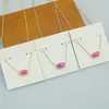 With free dust bag Pink Color turquoise Pendant Necklaces Necklace Real 18K Gold Plated Dangles Glitter Jewelries Letter Gift Fashion
