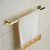 Badrumsmaskinvara 4 PCS Set Golden Plated Mässing Made Handduk Bar Toalettpappershållare Ring Robe Hook Accessories 240304