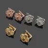 Luxury Designer Earrings Screw Back Four-leaf Clover Earrings Womens Fashion 18K Gold Earring Jewelry329i