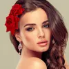 Hårtillbehör 1pc romantisk fancy dubbel silke artificiell rosblomma kam lila rött klipp bröllop brud lady prom headpiece headwear