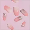 Valse nagels Nepnagels Nepnagels met vierkante kop Draagbaar manicure Druk op middellange/lange lengte Fl Er-nageltips Meisje Drop Delivery Otihr