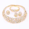 Women Gold Plated Boho Crystal Jewelry Set With Necklace Earrings Bracelet Ring Direct Selling Statement For Party Wedding Jewellr2282