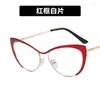 Sonnenbrille Ankunft Stahl Leder Dreieck Cat Eye Metall Brillengestell Anti Blaulicht Brille Computerbrille Myopie