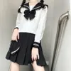 Japońska szkolna dziewczyna mundur JK Black Sailor Basic Cartoon Sets Costume Women 240323