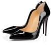 Women Shoes High Heels So Kate Genuine Leather Sexy Pointed Toe 8cm 10cm 12cm Pumps Red Sole Wedding Dress Shoes Nude Black Shiny