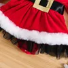 Juegos de ropa Pudcoco Infant Baby Girls 2 PPCS NAVIDAD Ejuicios de Navidad Vestido de adornos de adornos de piel con banda de diadema Nacido 0-24m
