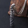 S990 Sterling Silver Vintage Memorial Thai Silver Ancient Bottle Jewelry Dragon Design Punk Mens Pendant Holder Ash Urn Necklace290G