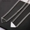 Pendanthalsband 23SS Black White 2Color Triangle Letter Necklace Brand Designer Statement Smycken Titanium Steel Chain Men Women Unisex Gift L240311